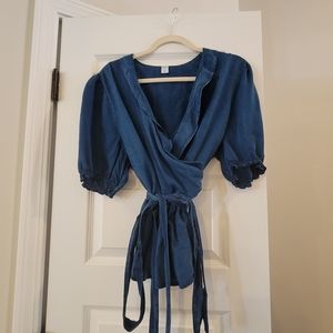 ON Chambray Wrap Blouse